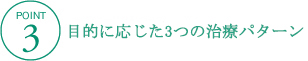 目的に応じた３つの治療パターン